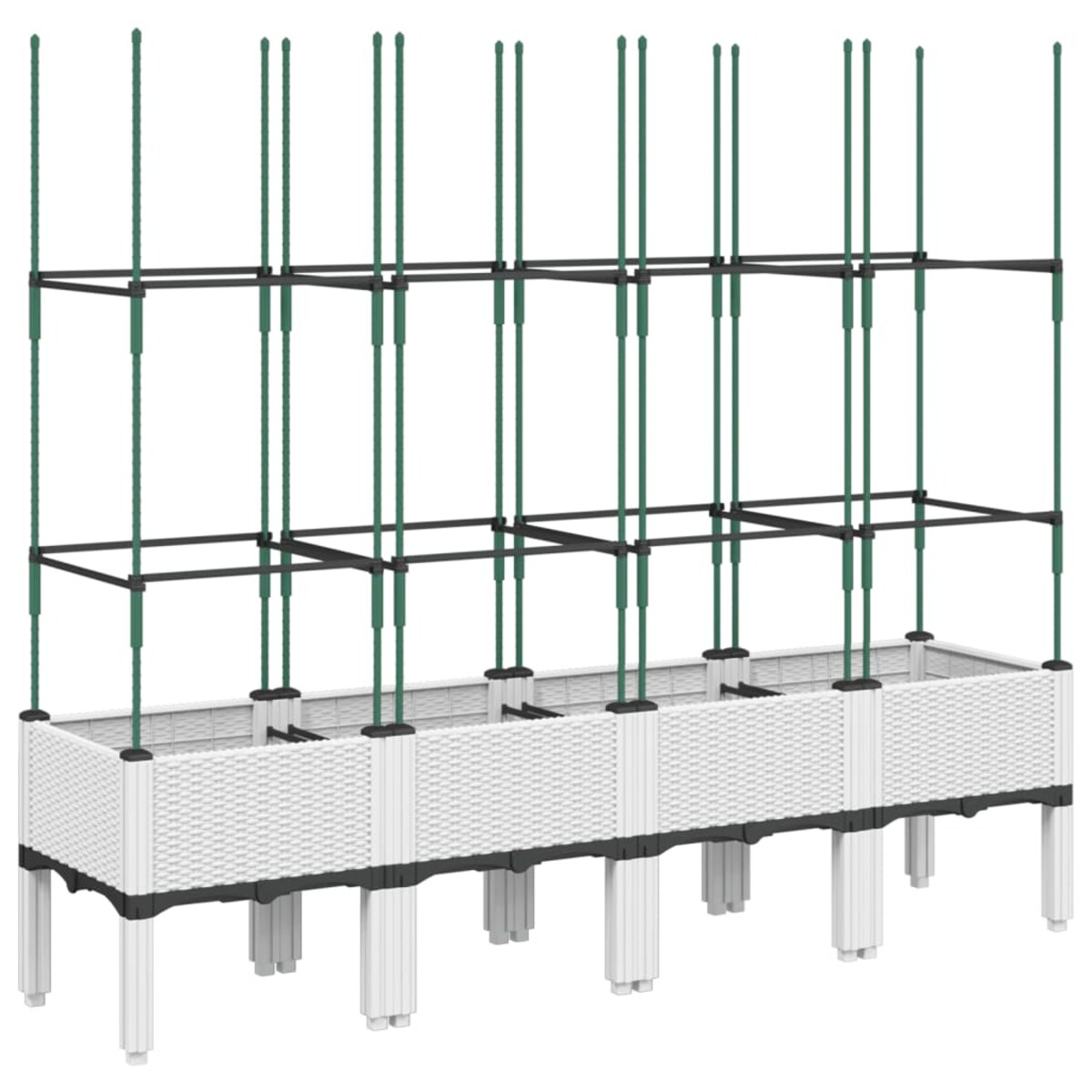 vidaXL Donica ogrodowa z kratką, biała, 160x40x142,5 cm, PP