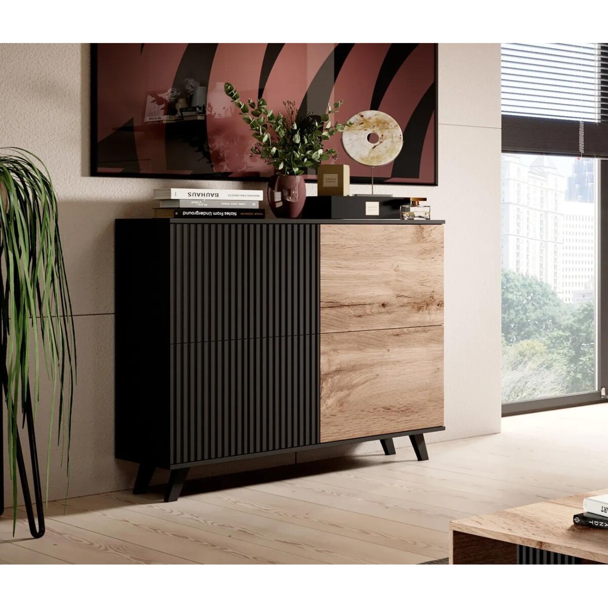 Komoda RANDOM 100 KM-2 dąb/czarna