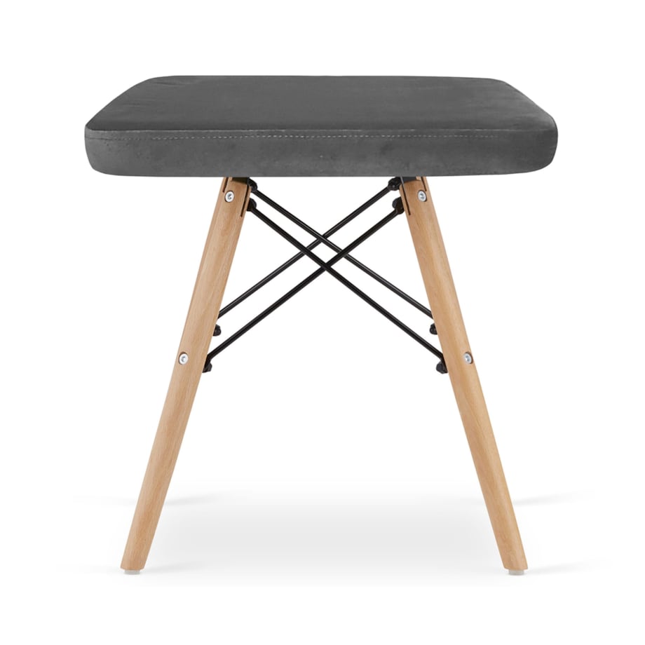 Taboret Werk - Szary Aksamit / Nogi Naturalne X 3