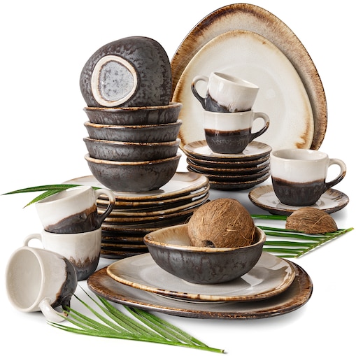 Konsimo PRIMA Zestaw obiadowo-kawowy 6 os. (30 el.), jasnobeżowy