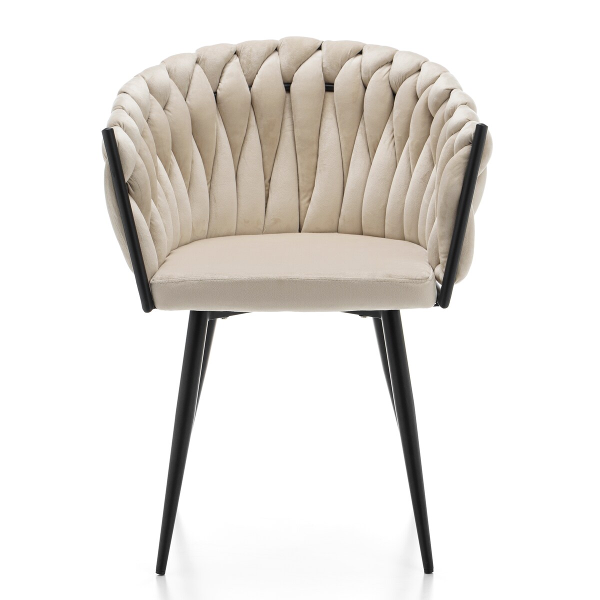 Krzesło tapicerowane plecione glamour salon welurowe LATINA beżowa