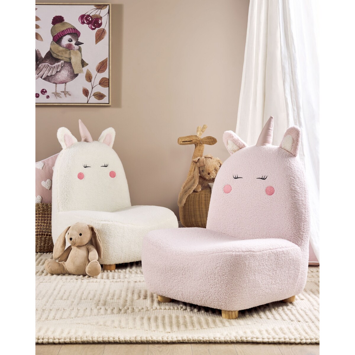 Fotel dziecięcy jednorożec teddy różowy LULEA