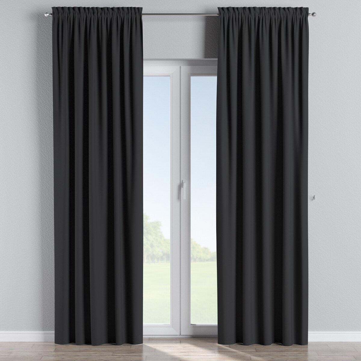 Zasłona na kanale z grzywką 1 szt. 130x260 czarny