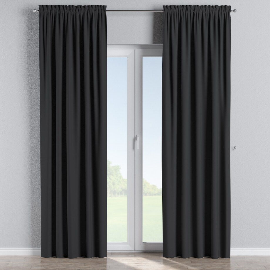 Zasłona na kanale z grzywką 1 szt. 130x260 czarny