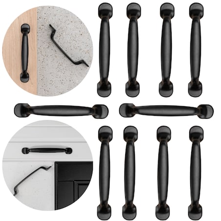 10x Uchwyt meblowy elegancki czarny 128 mm zestaw do mebli 10 szt
