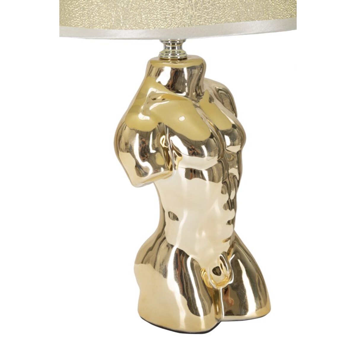 Lampa stołowa Glam Man, kolor złoty, ceramika, żelazo i tkanina, 25 x 25 x 42,5 cm, 1 x E27, max. 40 W, do salonu i sypialni, Mauro Ferretti
