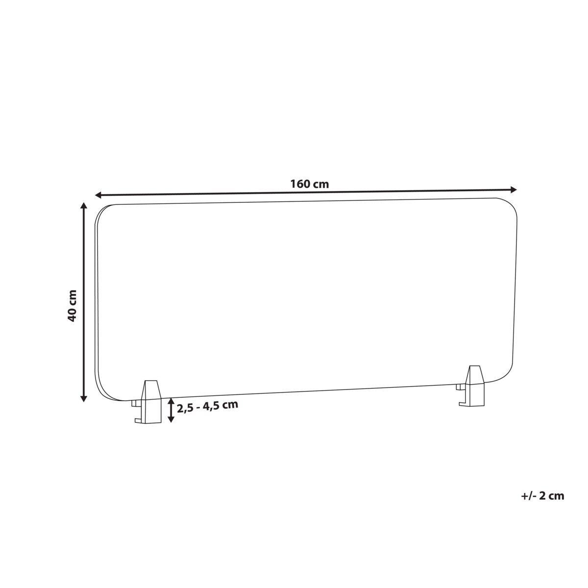 Przegroda biurkowa 160 x 40 cm Różne rozmiary