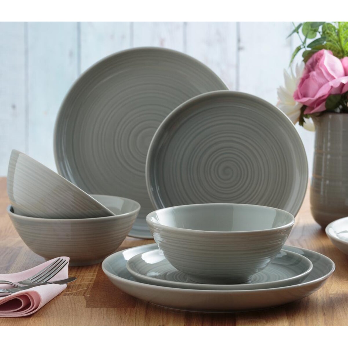 Zestaw obiadowy szary William Mason, 12 el, Mason Cash