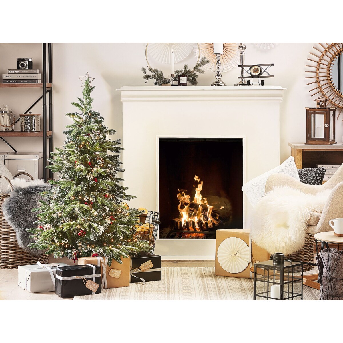 Ośnieżona sztuczna choinka 120 cm zielona DENALI