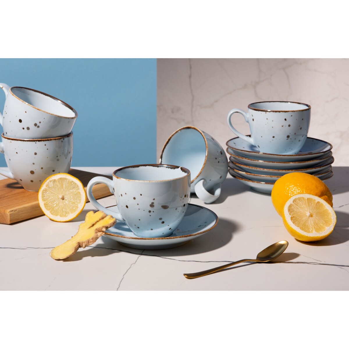 Konsimo ALUMINA Filiżanka ze spodkiem 6 szt.