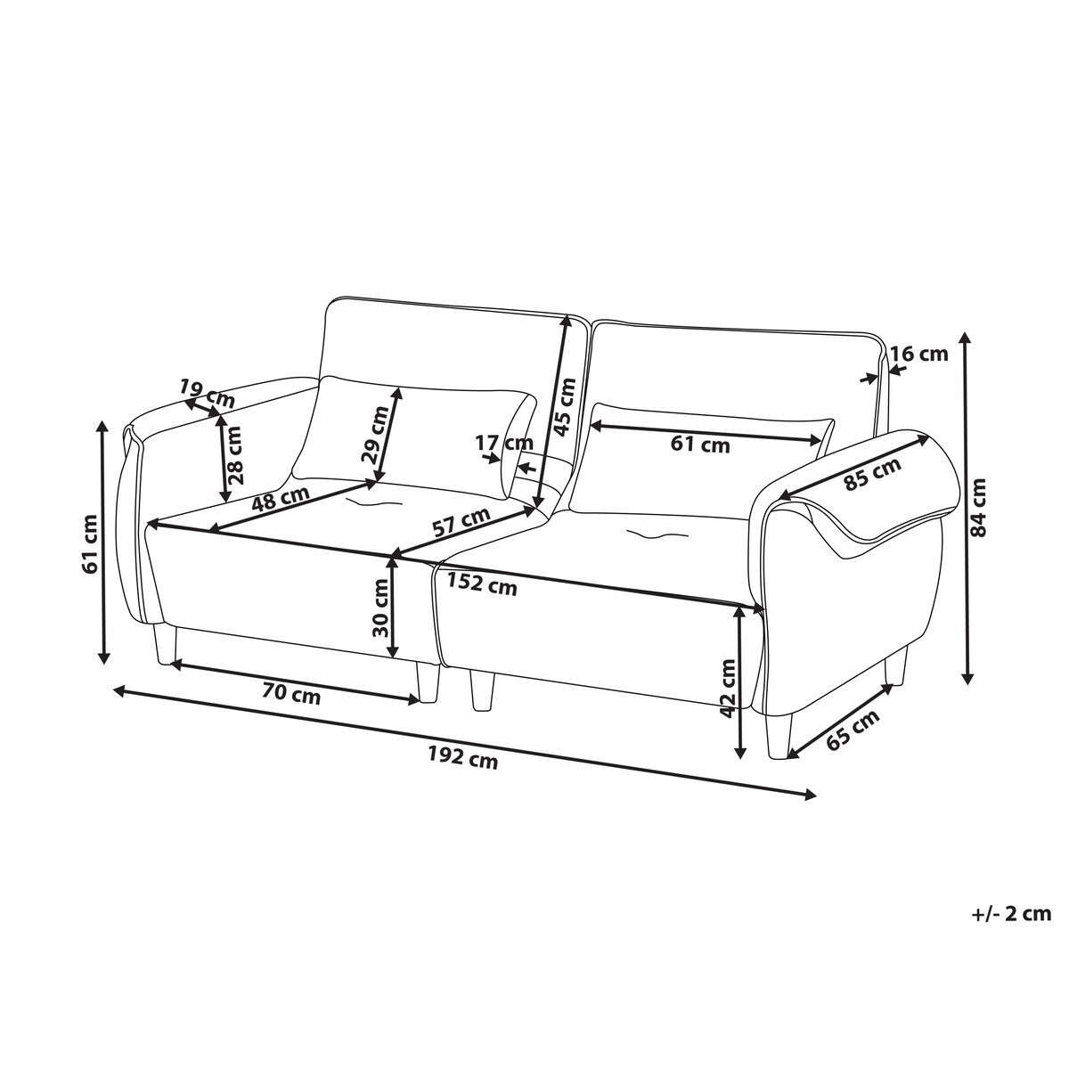 Sofa dla 3 osób WETLAN Jasnobrązowy