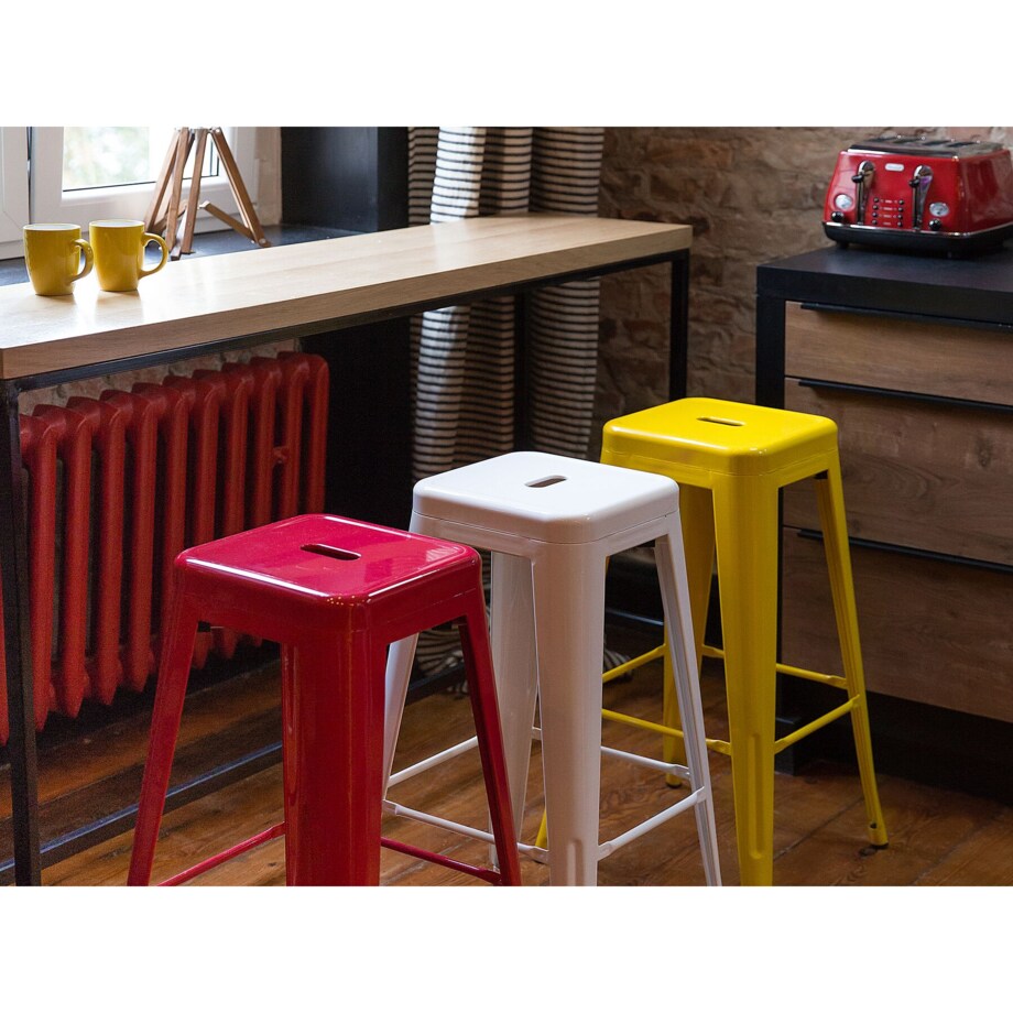 Zestaw 2 stołków barowych metalowych 76 cm żółty CABRILLO