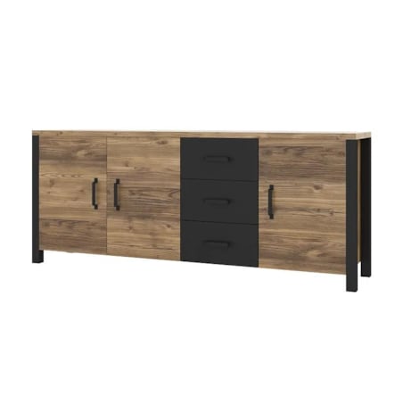 Komoda OLIN 190 3D3S appenzeller fichte/czarna