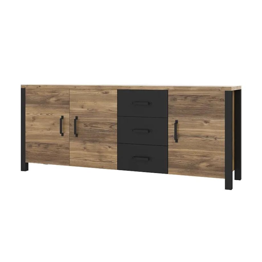 Komoda OLIN 190 3D3S appenzeller fichte/czarna