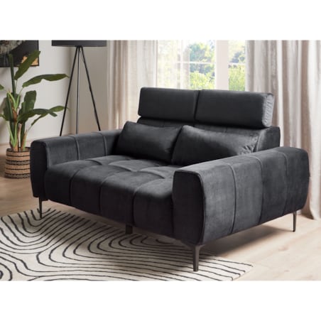 Sofa 2-osobowa welurowa czarna VEGAMO