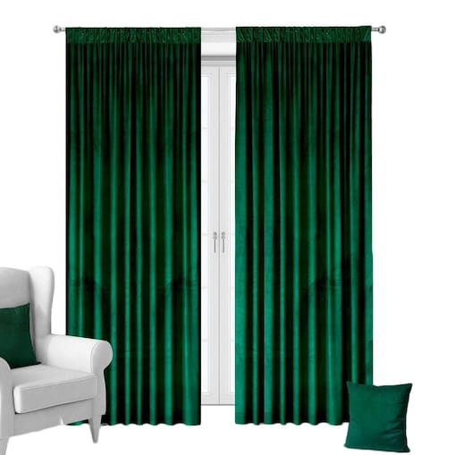 Zasłony welurowe 140x270 butelkowa zieleń na taśmie