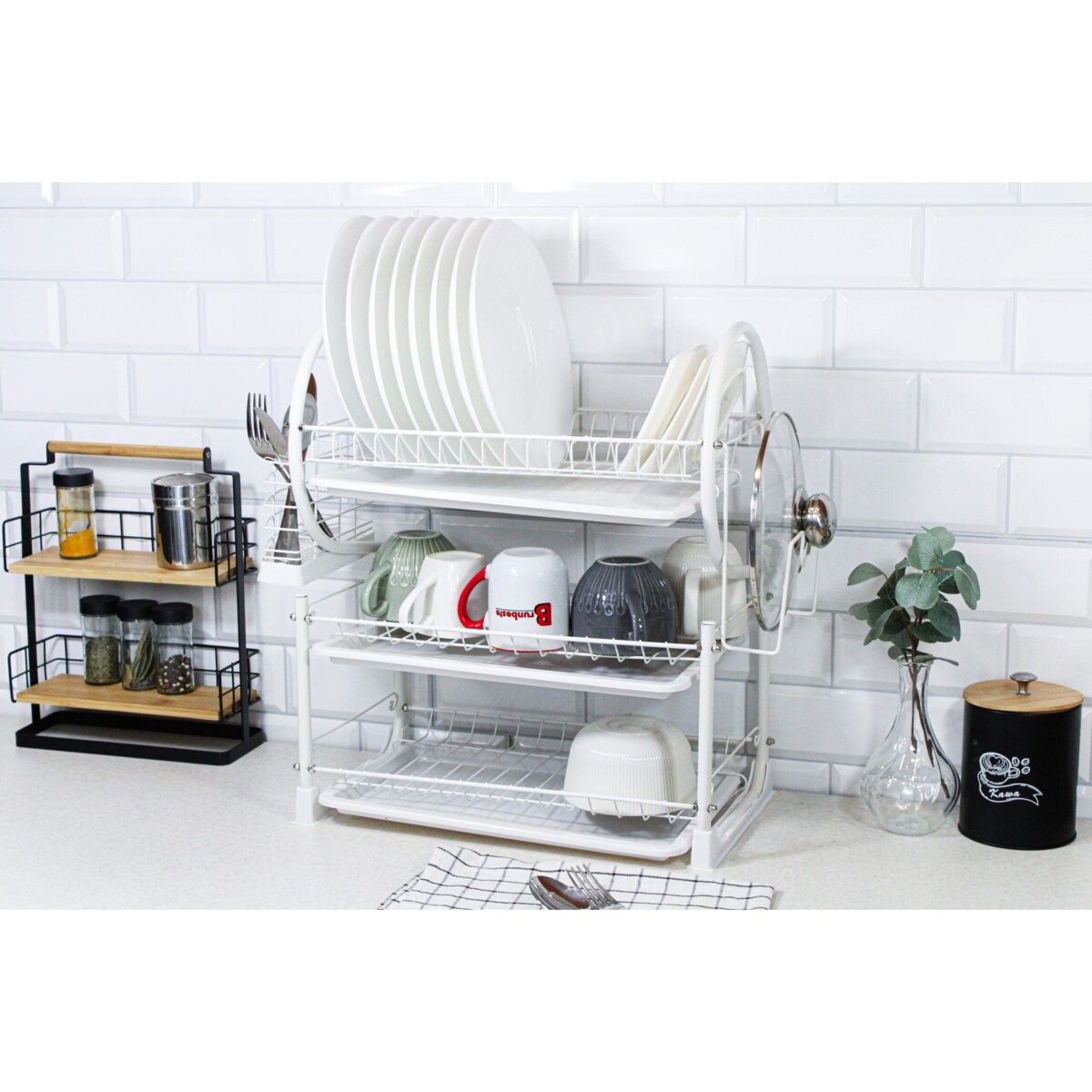 Suszarka do naczyń 3-poziomowa 53x25x49cm biała BRUNBESTE