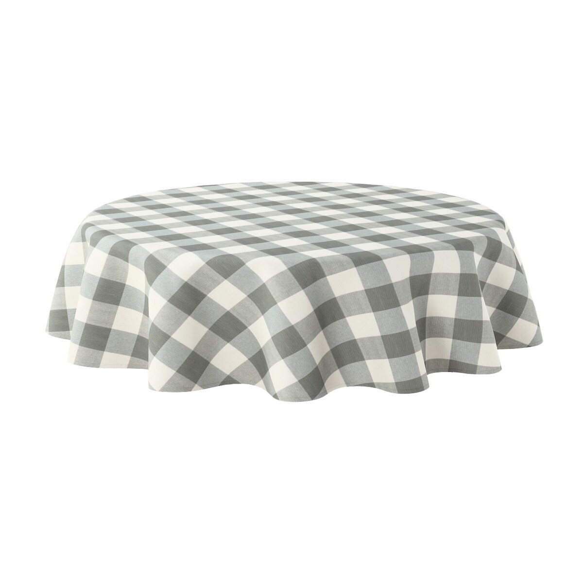 Obrus okrągły 130 x 130 cm szaro-biała krata (5,5x5,5cm)
