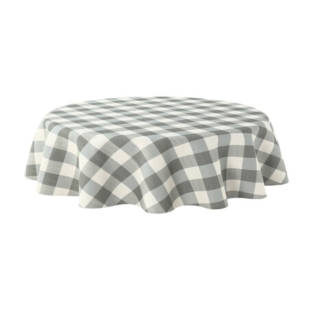 Obrus okrągły 130 x 130 cm szaro-biała krata (5,5x5,5cm)