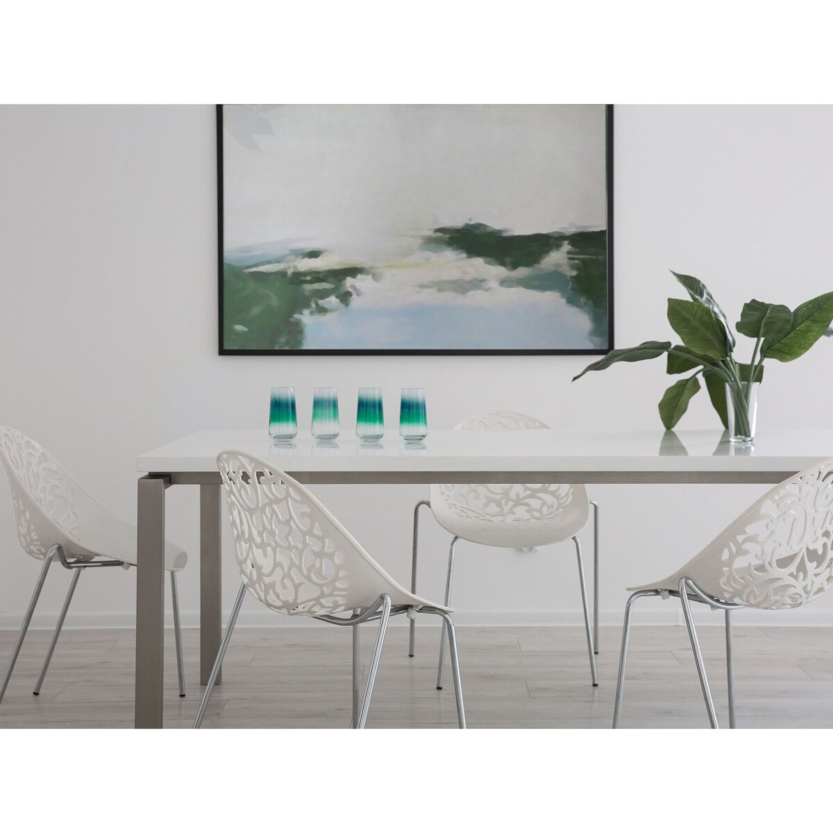 Zestaw 4 krzeseł do jadalni biały MUMFORD