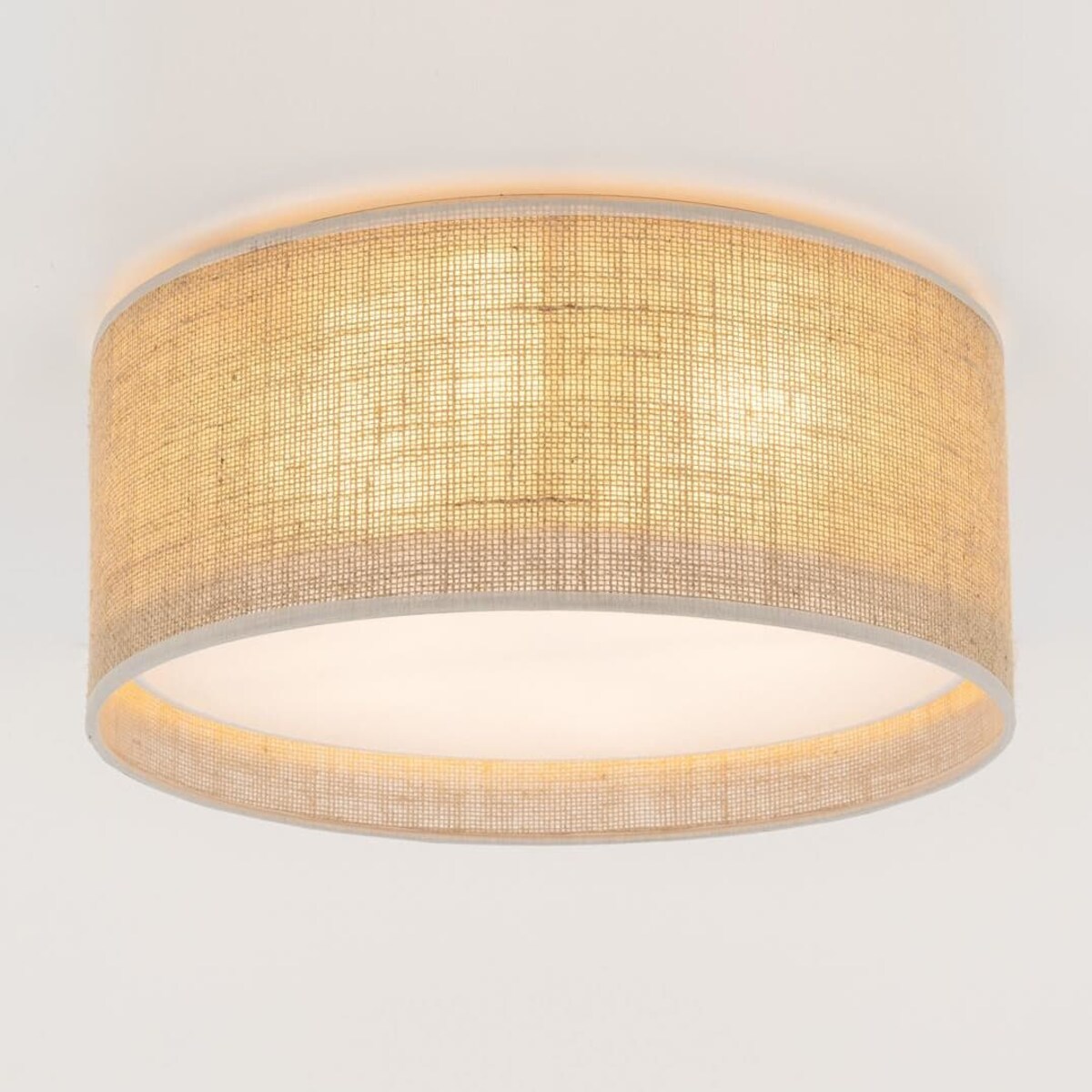 Okrągły plafon jutowy klosz Juta 5798 TK Lighting do salonu brązowy biały