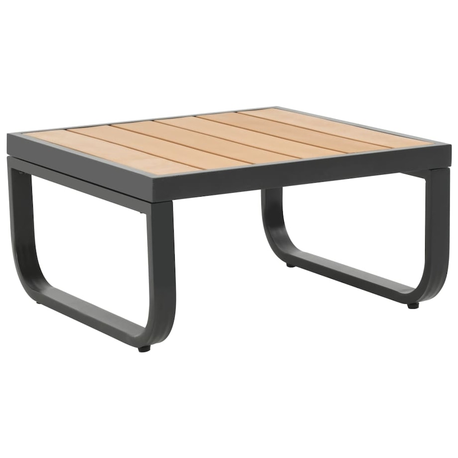 vidaXL Sofa ogrodowa ze stołem i poduszkami, narożna, aluminium, WPC