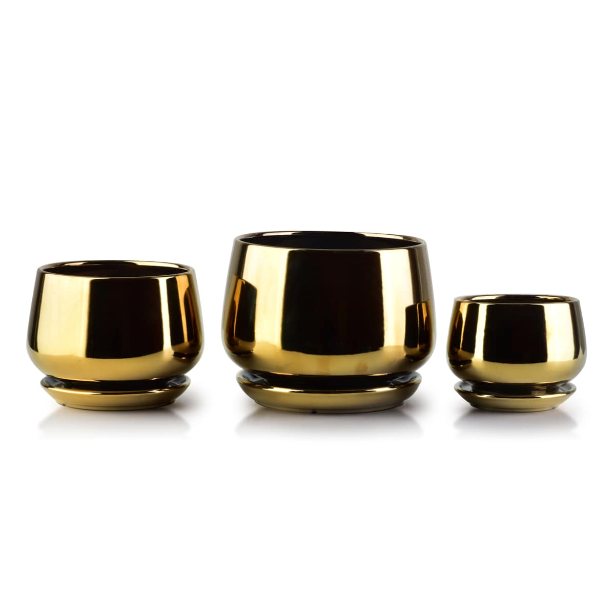 NEVA Komplet 3 osłonek złoto z podstawkąXL19xh15cm L15xh12cm M11xh10cm