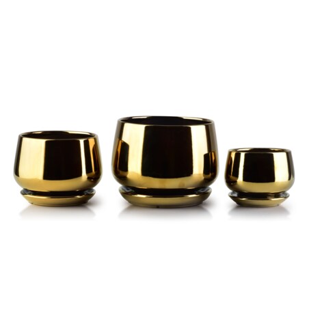 NEVA Komplet 3 osłonek złoto z podstawkąXL19xh15cm L15xh12cm M11xh10cm