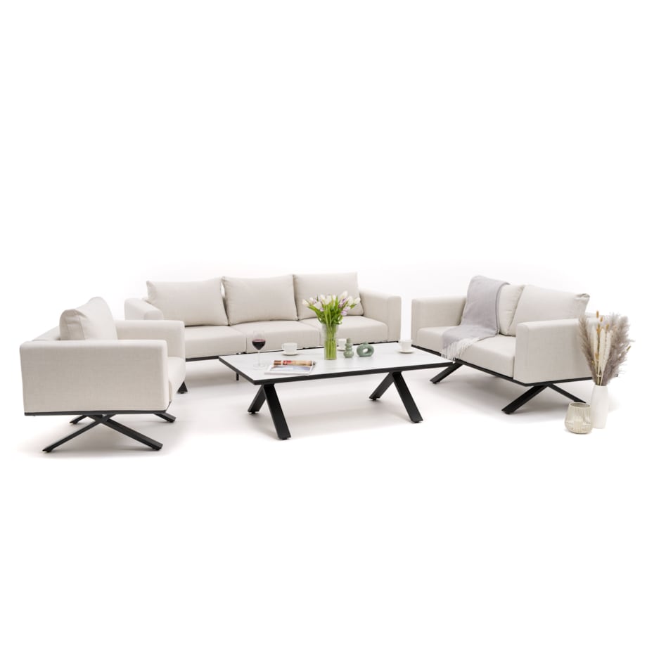 Meble ogrodowe nowoczesne luksusowe aluminiowe MARABELLA beżowo białe