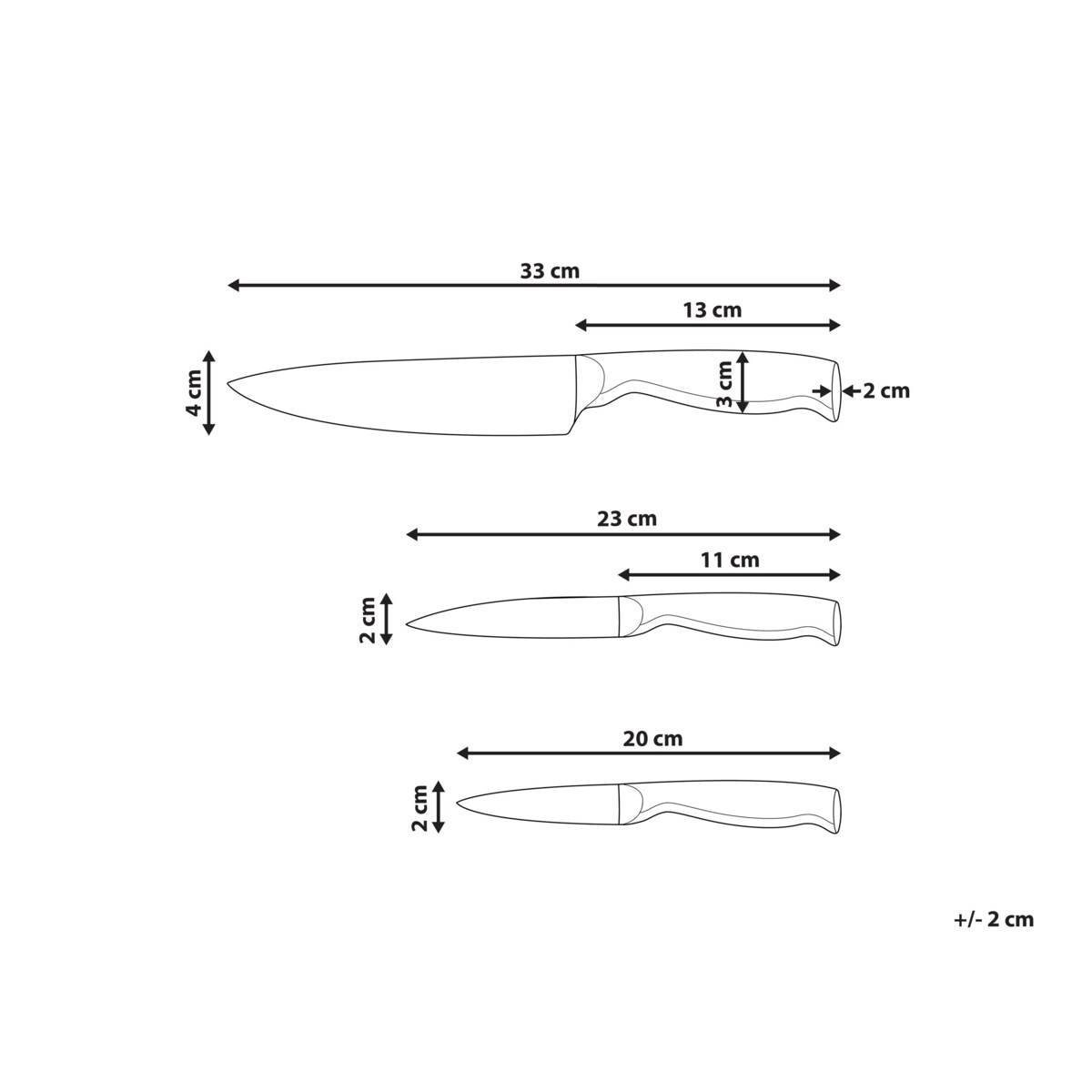 Zestaw 3 noży MASHIKO Srebrny