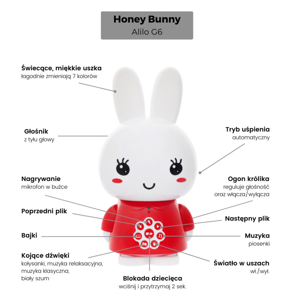 Króliczek Honey Bunny G6 - fioletowy Alilo