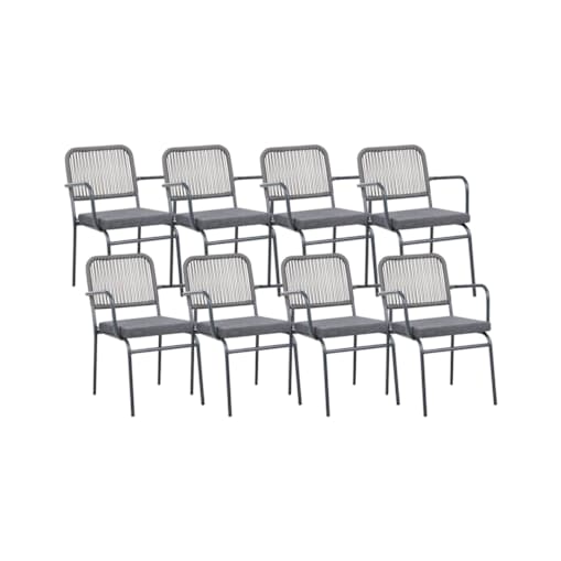 Zestaw 8 krzeseł ogrodowych z poduszkami TACENO Metal Szary