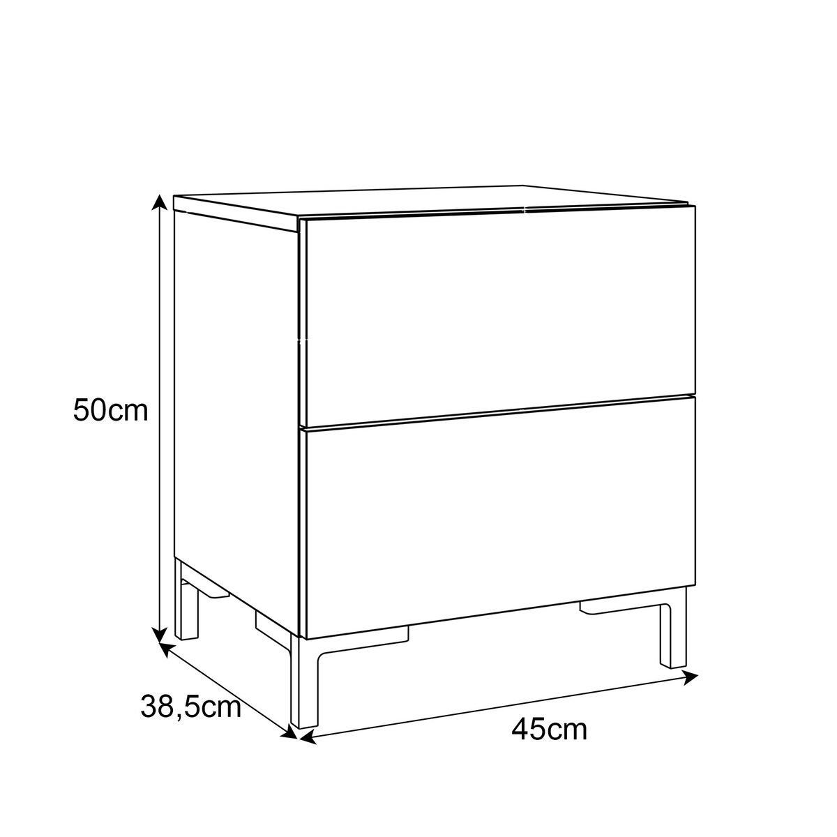 Lukmebel Stolik nocny LINA LUX 45x50x38,5 cm biały połysk z LED