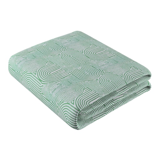 Pled narzuta 220x260cm 220x260 miętowe łuki na kremowym tle