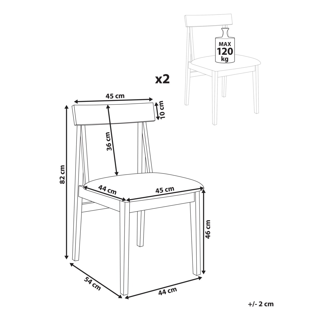 Zestaw 2 krzeseł do jadalni ISLE Drewno Czarny/ beżowy