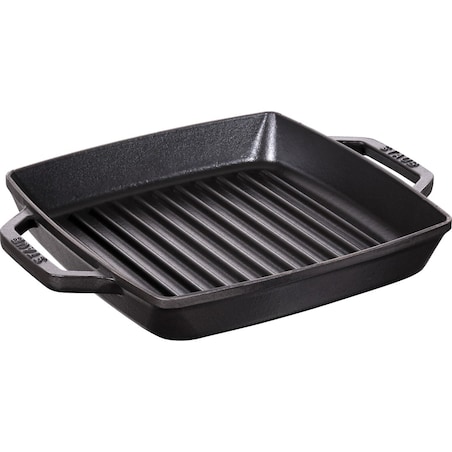 STAUB Kwadratowa patelnia żeliwna grillowa z dwoma uchwytami 23 cm, czarny