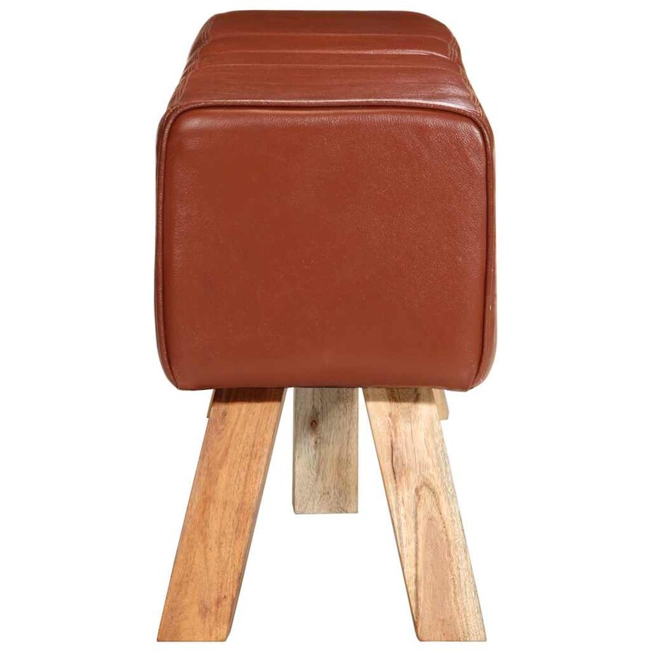 vidaXL Ławeczka gimnastyczna, brązowa, 160 cm, skóra naturalna