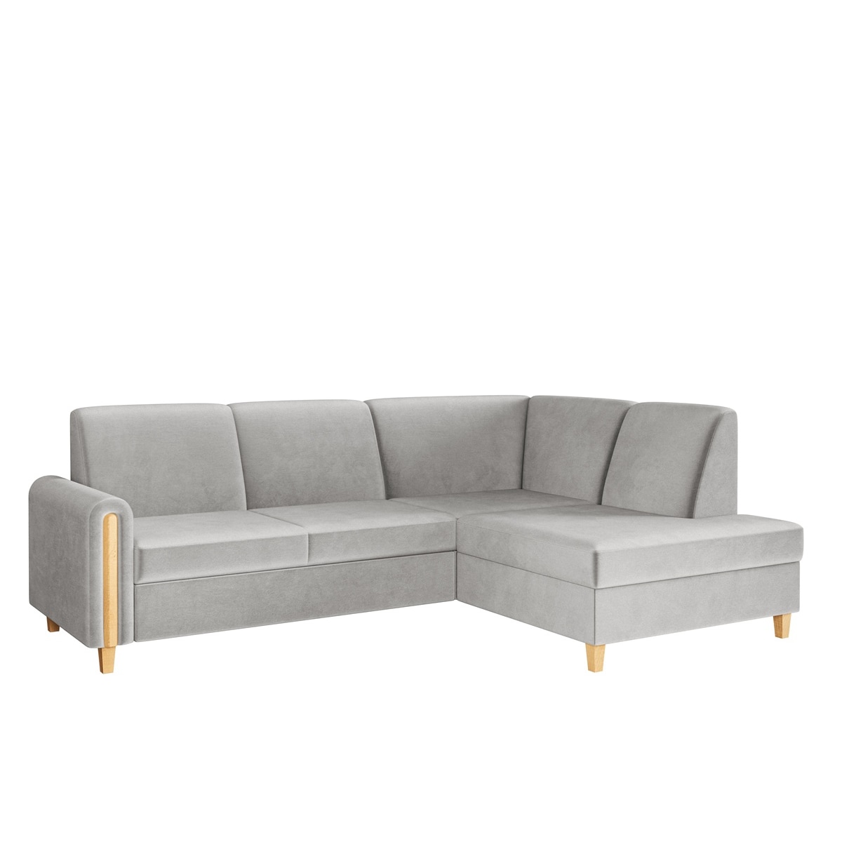 Rozkładany narożnik FLORA w tkaninie hydrofobowej, prawostronny-jasny szary