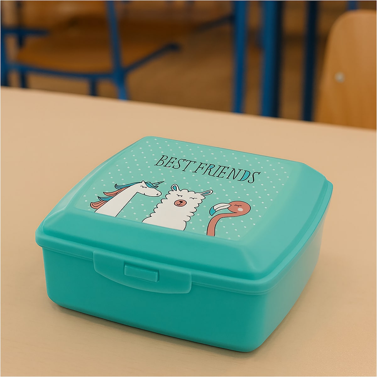 Pojemnik Śniadaniowy Dla Dzieci Lunchbox Na Śniadanie Chlebak Dziecięcy Lama Niebieski