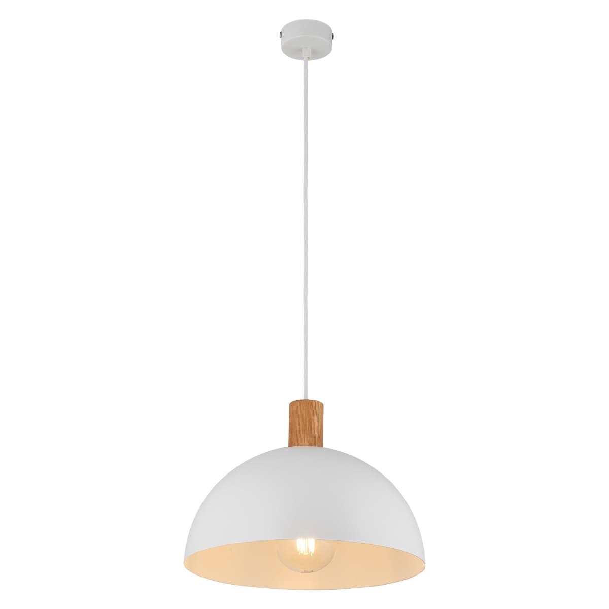 Lampa wisząca kopuła do salonu Oslo 4851 TK Lighting drewniana biała
