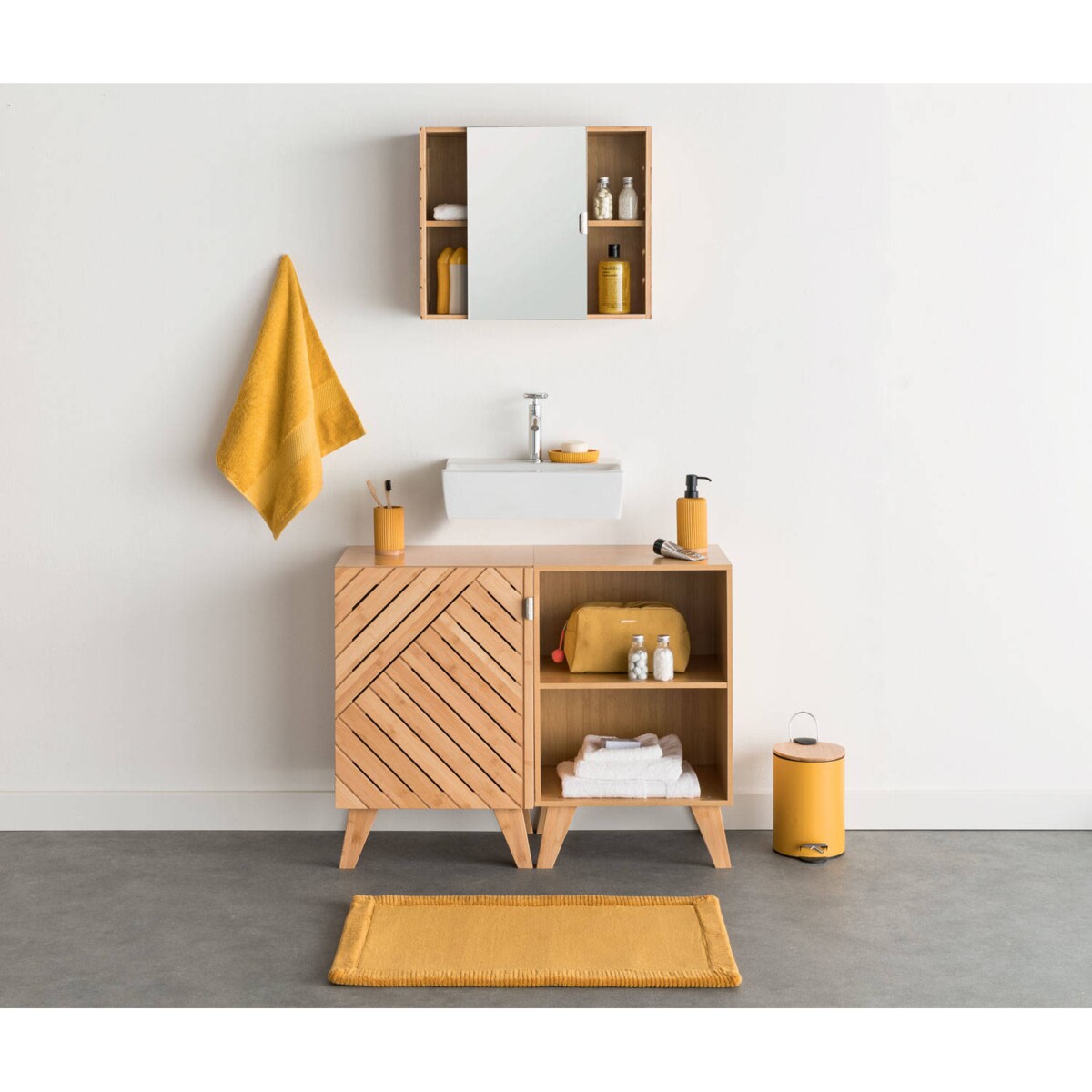 Szafka łazienkowa Bath n'modul, zamykana, bambus, 70 cm