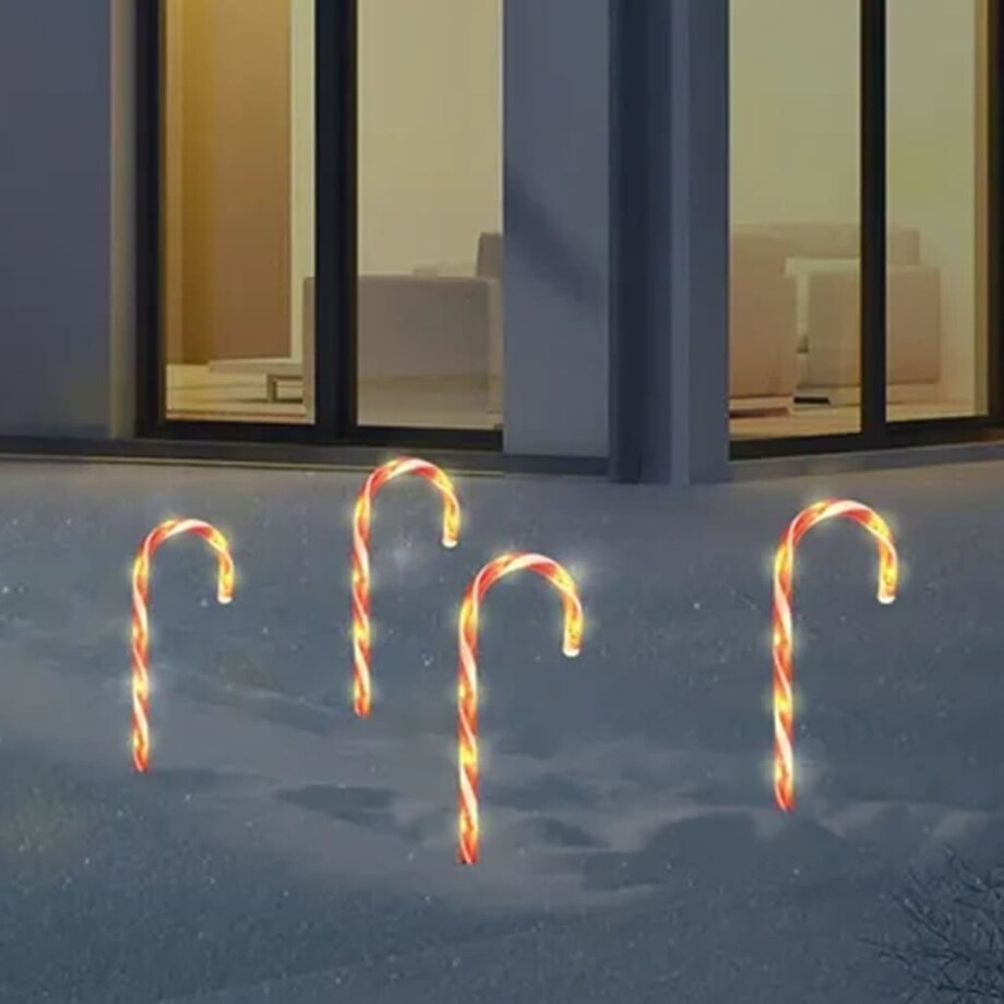 Ambiance Lampki świąteczne w kształcie cukrowych lasek, zestaw 4 sztuk