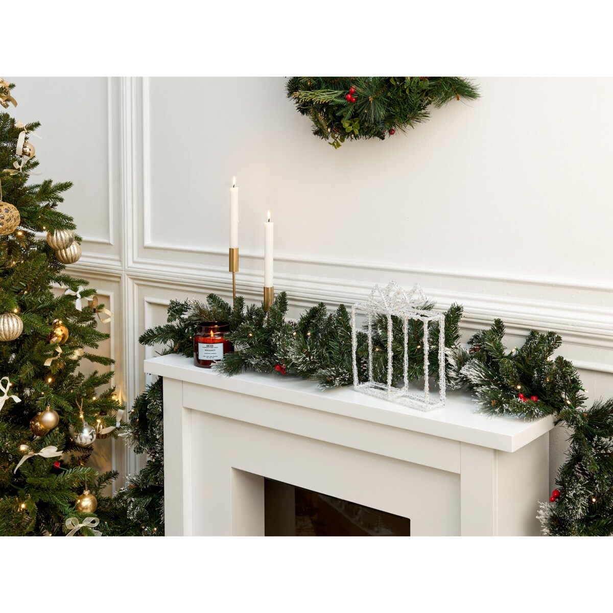 Dekoracja ogrodowa LED prezent świąteczny 25 cm biały KEMI