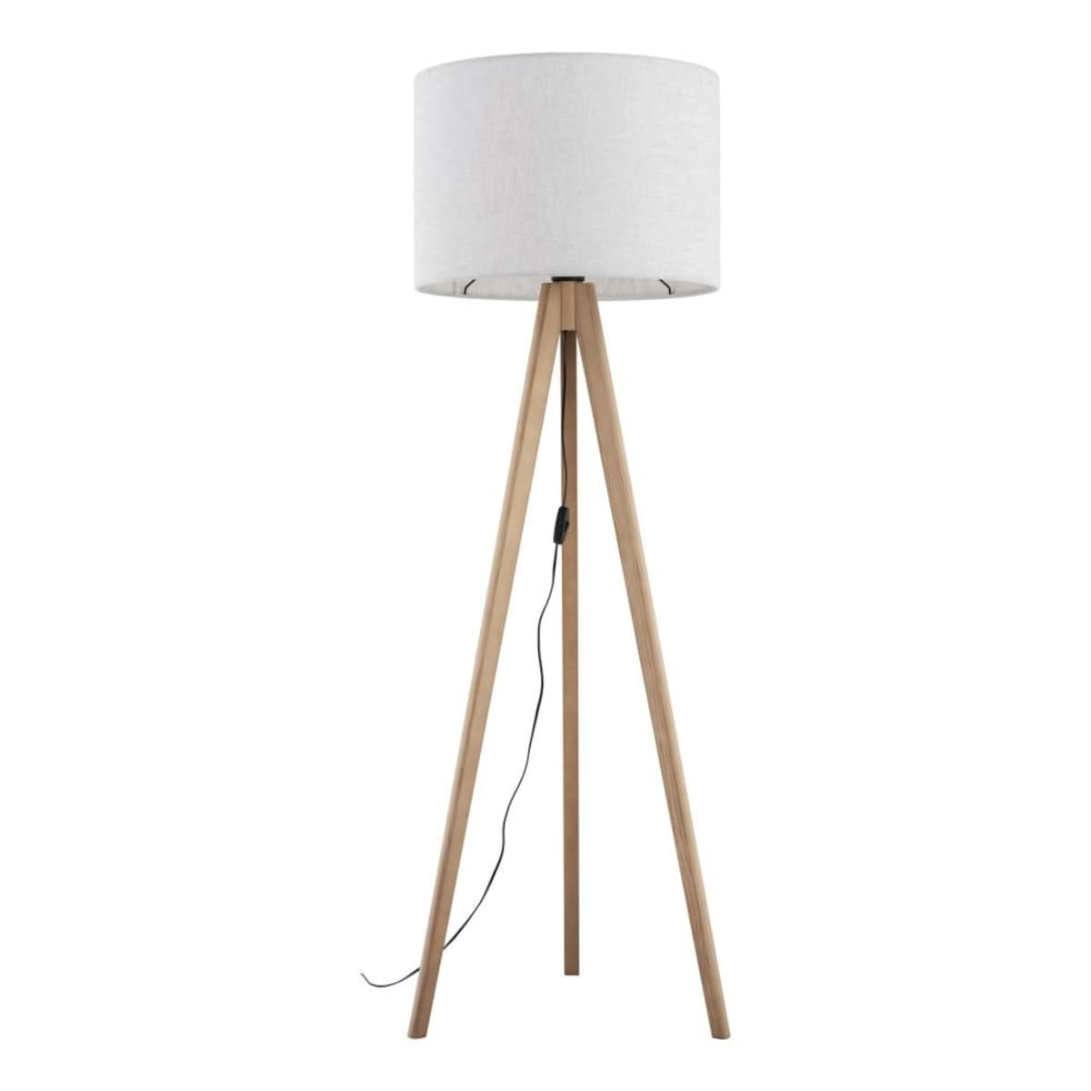 Lampa podłogowa TK Lighting GRAND SOSNA 16007, sosna/len, abażur 50 cm, E27, 145 cm