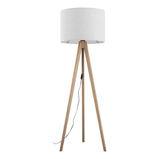 Lampa podłogowa TK Lighting GRAND SOSNA 16007, sosna/len, abażur 50 cm, E27, 145 cm