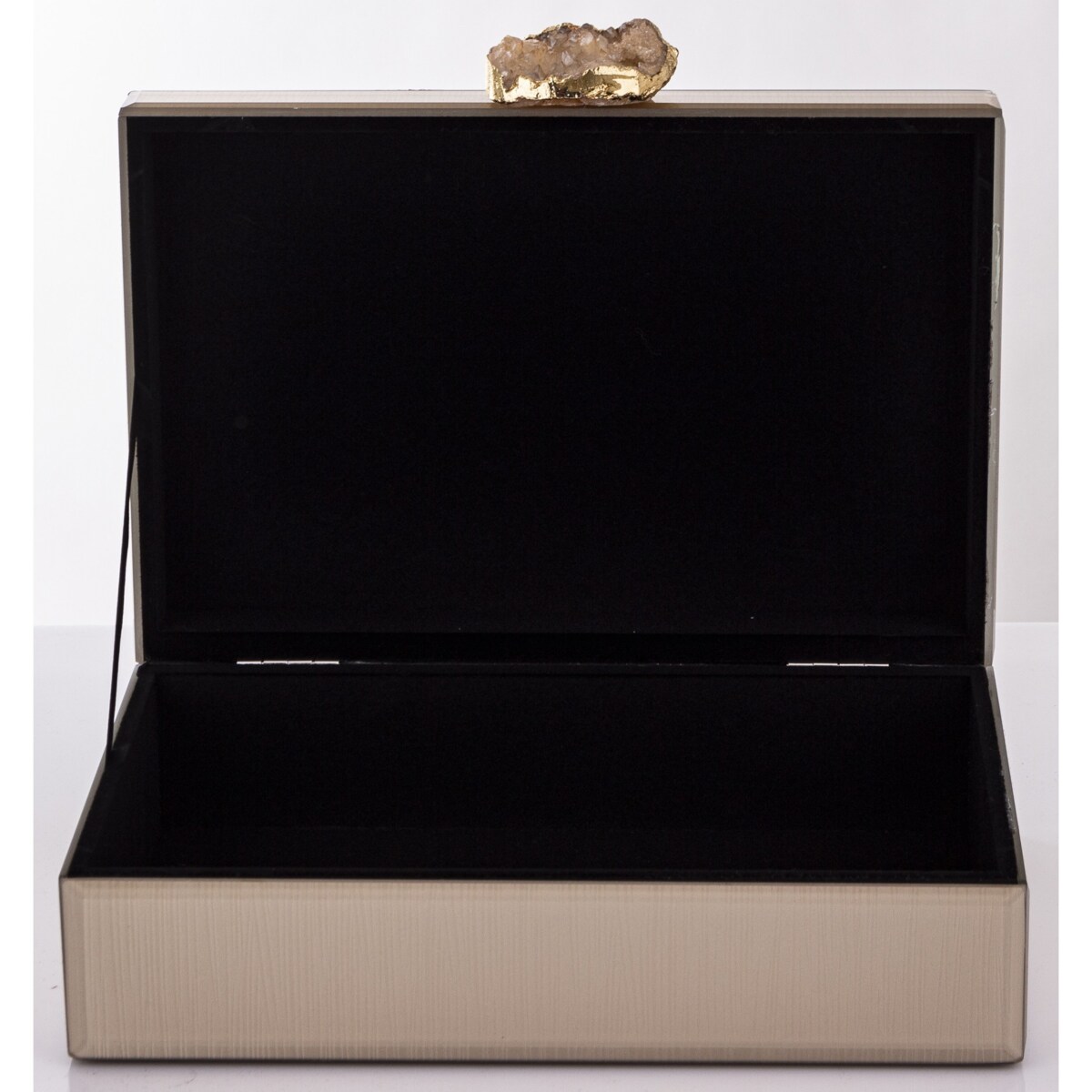 Szkatułka z MDFu z agatem 8x24x18,5 cm szampańska