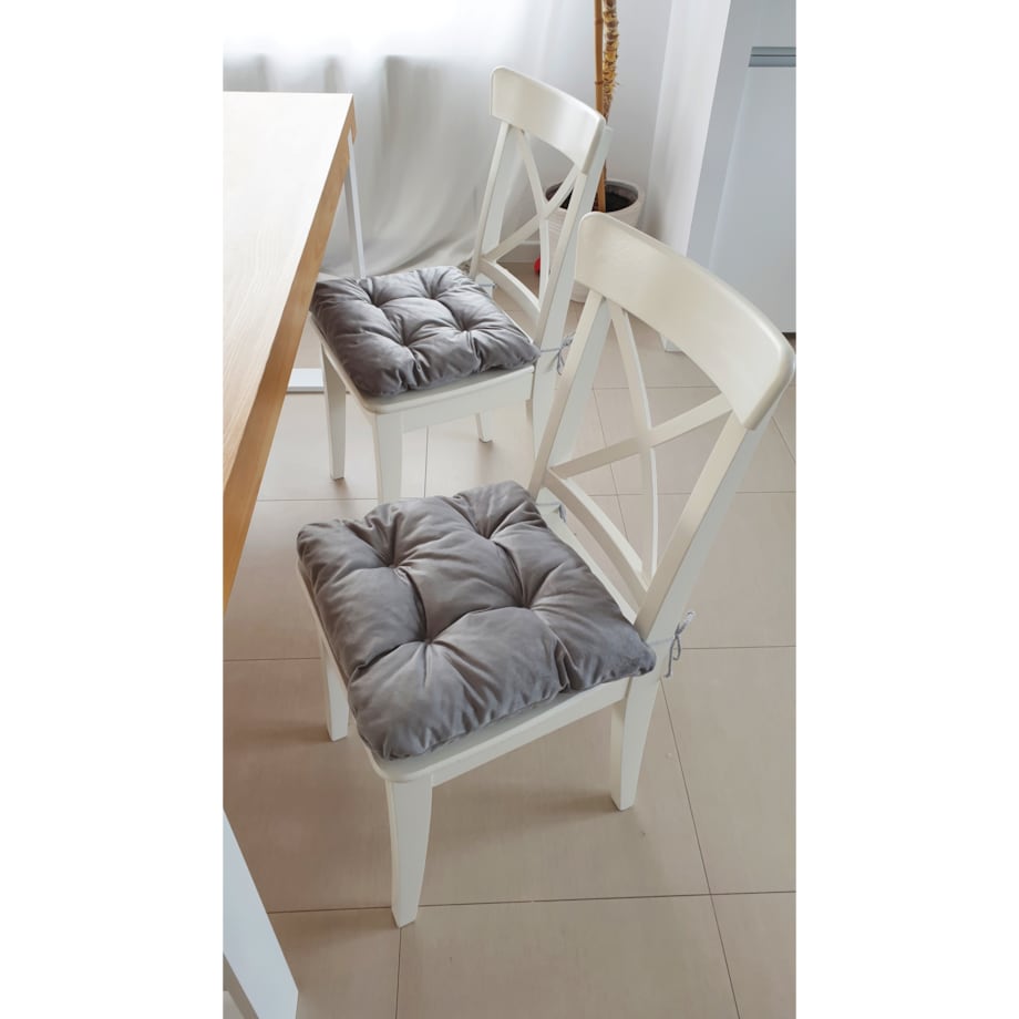 Zestaw 4 poduszek na krzesło/stołek, standard, 45x45 cm, Grafit