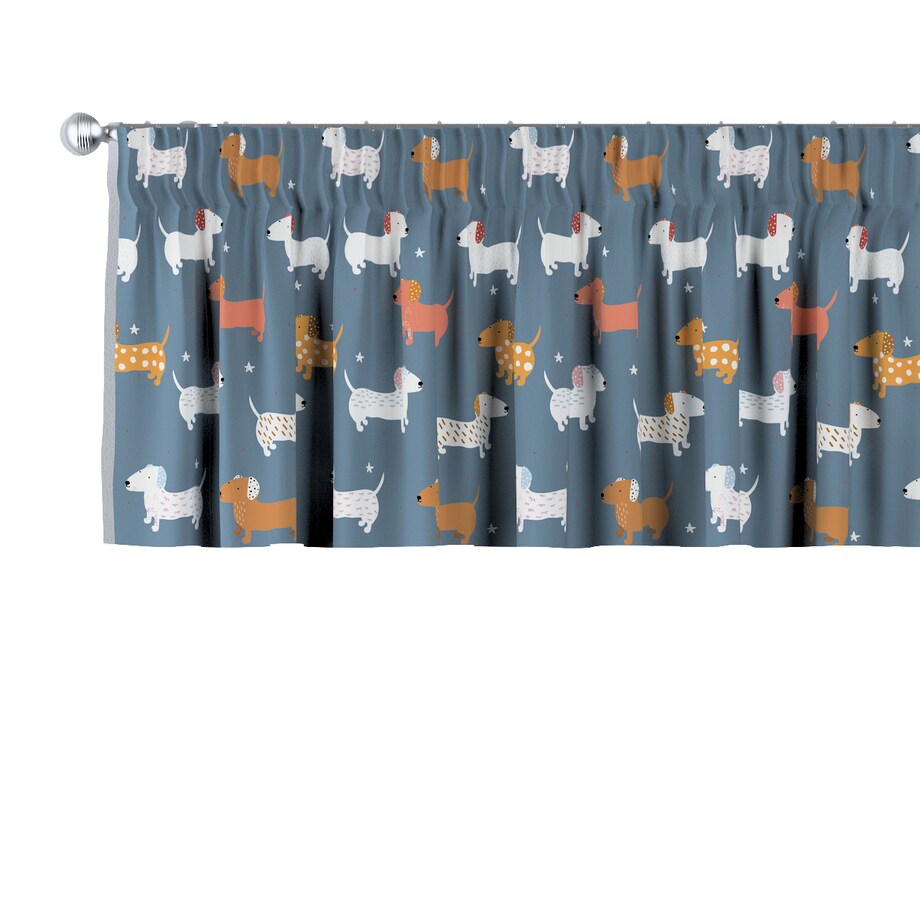 Lambrekin na taśmie marszczącej 130x40 niebieski