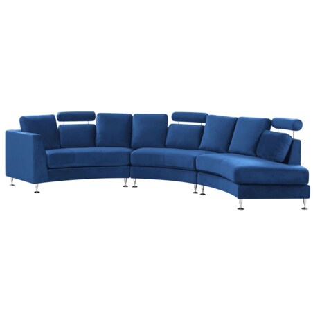 Sofa półokrągła 7-osobowa modułowa welurowa niebieska ROTUNDE