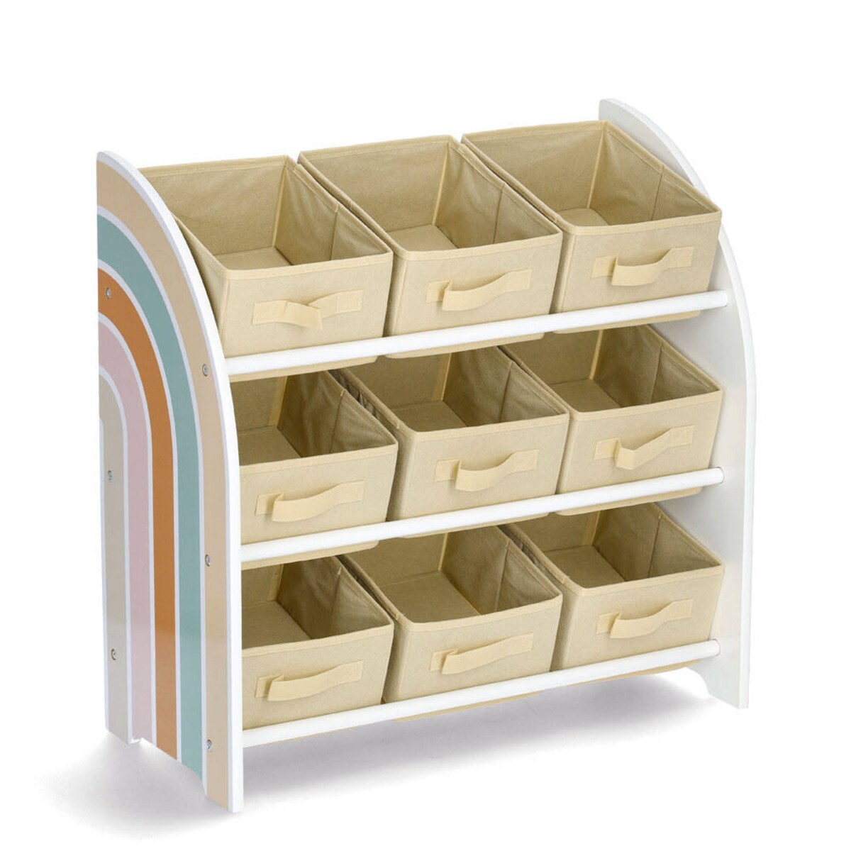 Regał dla dzieci z tekstylnymi pudełkami RAINBOW, MDF